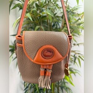 Dooney & Bourke Vintage Pebble Leather Mini Drawstring Taupe Purse